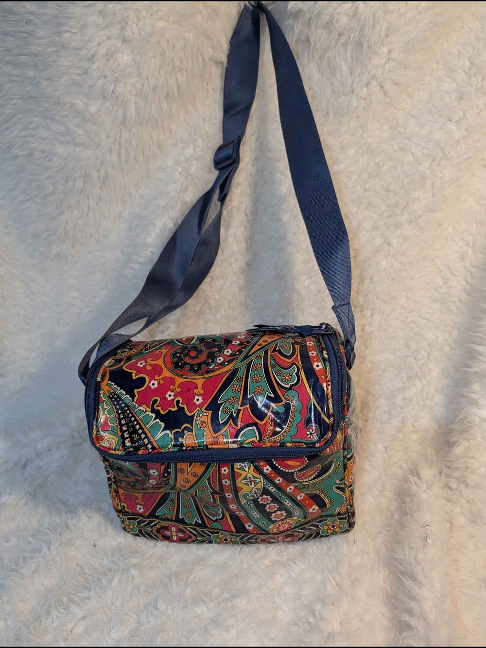 Vera Bradley Colorful Paisley Insulated Lunch Bag - Navy Strap